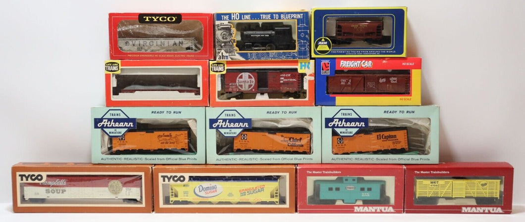 Lot of 13x HO - Caboose, Reefer, Freight, Engine & More fom Tyco, AHM, Mantua