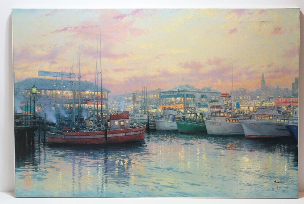 Thomas Kinkade Fisherman’s Wharf, San Francisco 24x36 Canvas S/N 1824/2750