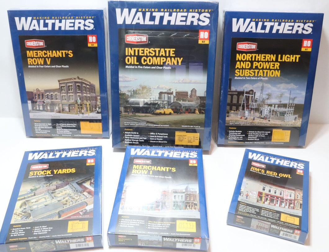 Lot of 6x Walthers Cornerstone HO 933 Kits 3472 3028 3047 4041 3025 3006