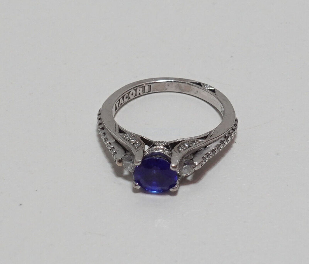 Simply TACORI 18K White Gold 3-Stone Engagement Ring Tanzanite 2633RD65 Sz 4.5