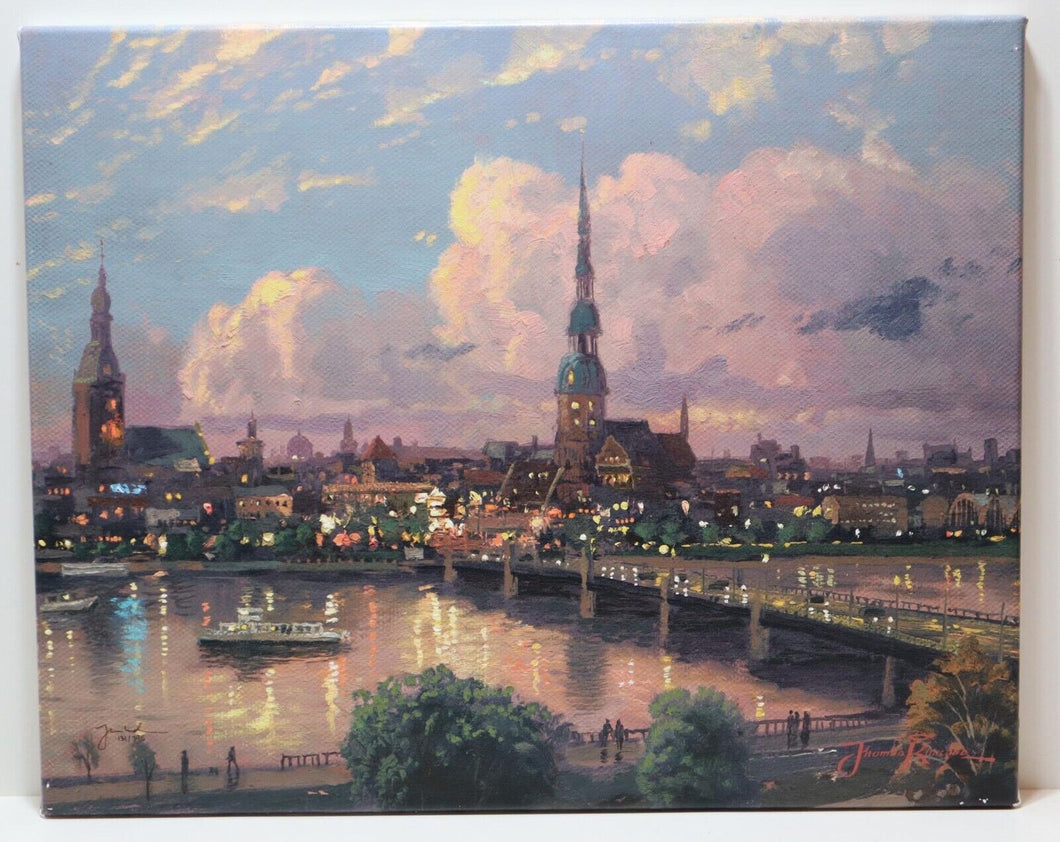 Thomas Kinkade Sunset Over Riga, Latvia 16x20 S/N 131/395 Canvas