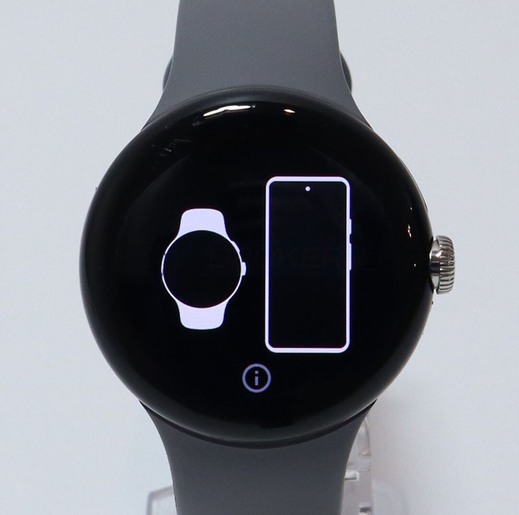 Google Pixel Watch 41mm (Bluetooth/WiFi) Polished Silver & Charcoal Band