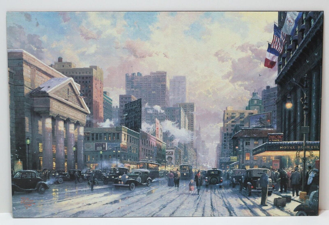 Thomas Kinkade New York, Snow on Seventh Avenue 1932 12x18 2001 Canvas Classics