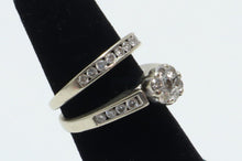 Load image into Gallery viewer, Zales Engagement Ring &amp; Wedding Band 10K White Gold 1 CTTW Diamond Flower Set
