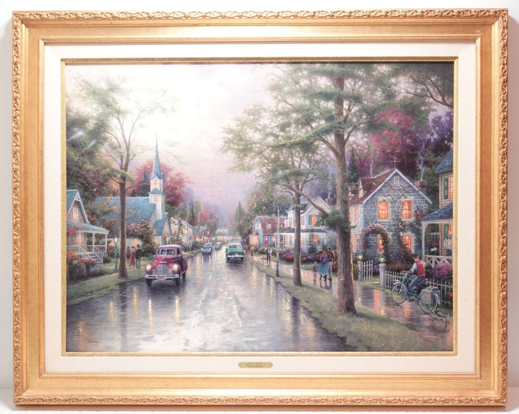 Thomas Kinkade Hometown Morning S/N 3079/3950 25.5x34 Canvas (Framed)