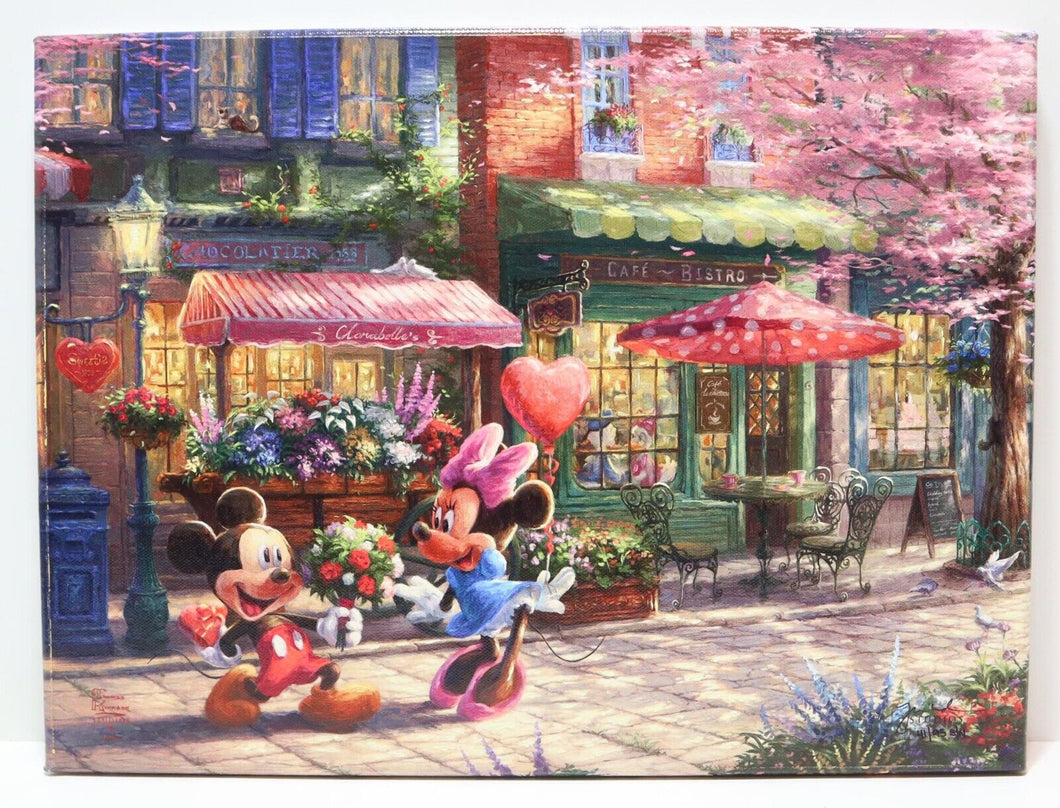 Thomas Kinkade Mickey and Minnie - Sweetheart Cafe 12x16 S/N Canvas 41/95