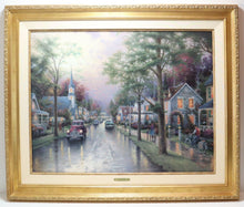 Load image into Gallery viewer, Thomas Kinkade Hometown Morning P/P Canvas 25.5x34 Signed &amp; Highlighted
